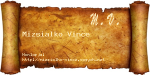 Mizsialko Vince névjegykártya